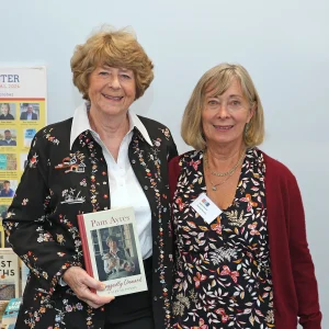 Pam Ayres and Janet Gleeson at the Dorchester Literary Festival